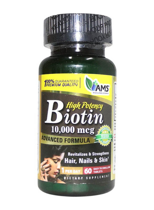 

AMS High Potency Biotin, 10000mcg, 60 Tablets