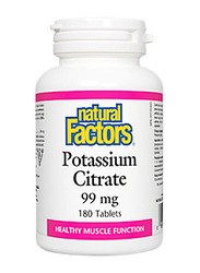 Natural Factors Potassium Citrate Supplement, 99mg, 180 Tablets