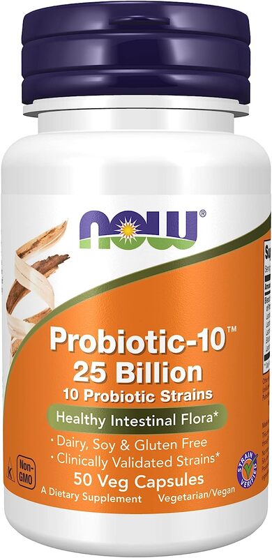 Now Probiotic 10 25 Billion Dietary Supplement, 50 Vegetable Capsules