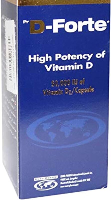 Euro Pharma D-Forte 50000 Iu Vitamin D2 Capsules, 12 Capsules