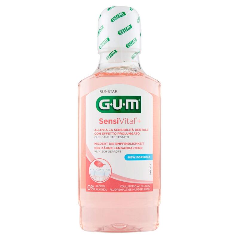 Gum Sensitivital+ Gentle Alcohol Free Fresh Peppermint Flavor Mouthrinse Mouthwash, 300ml