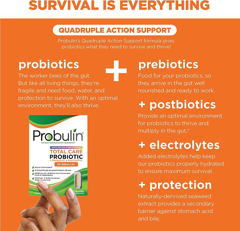 Probulin Total Care Probiotic + Prebiotic & Postbiotic Capsules, 30 Capsules