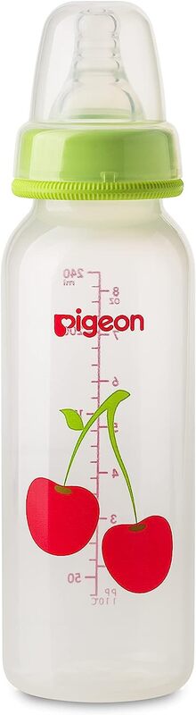 Pigeon Slim Neck Fruit Decorated Bottle, 240ml, Green/White