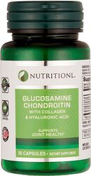 Nutritionl Glucosamine Chondroitin Dietary Supplement with Collagen & Hyaluronic Acid, 30 Capsules