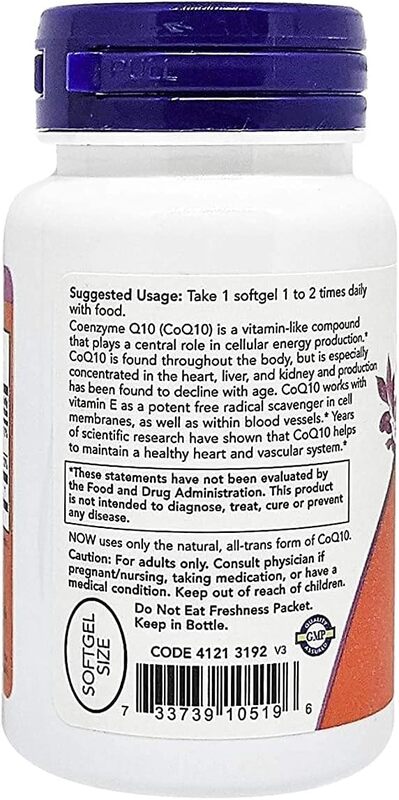 Now Co Q10 50 Mg Vitamin E & Selenium Supplement, 50 Softgels