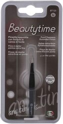 Beautytime BT123 Point Tweezer with Gunmetal Finish, Black