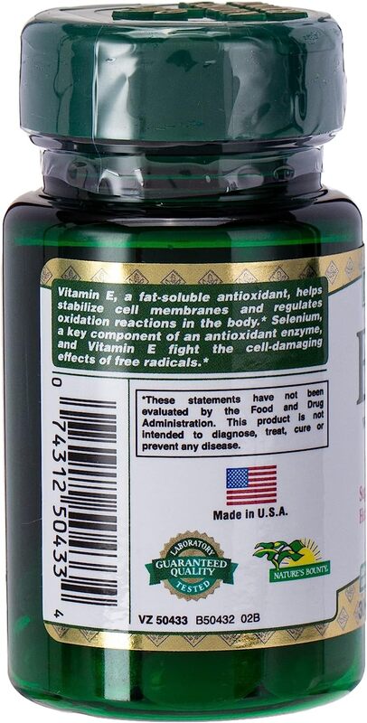 Nature's Bounty Vitamin E-400 Iu with Selenium, 50 Mcg, 30 Softgels