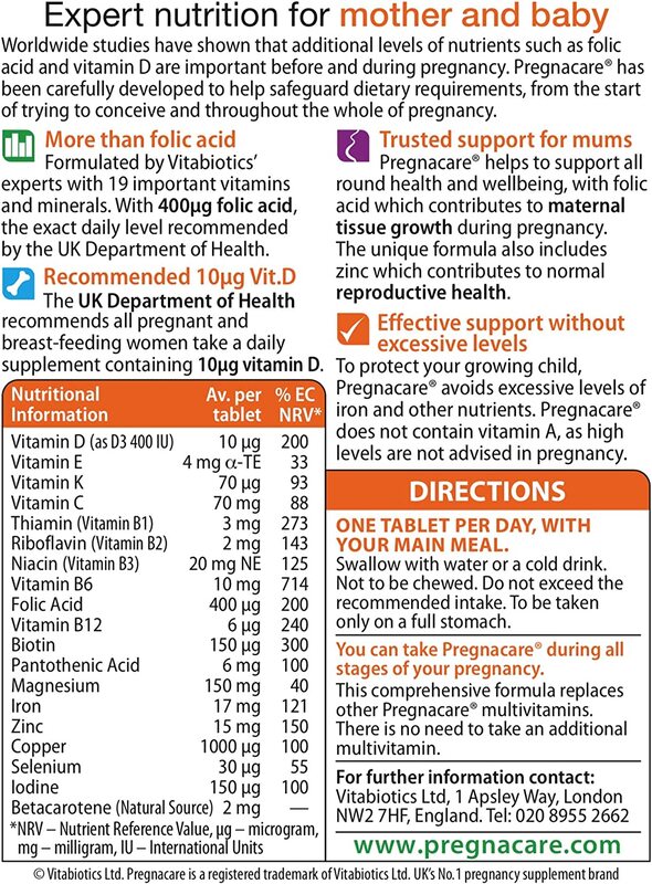 Vitabiotics Pregnacare Original Vitamins & Minerals During Pregnancy, 30 Tablets