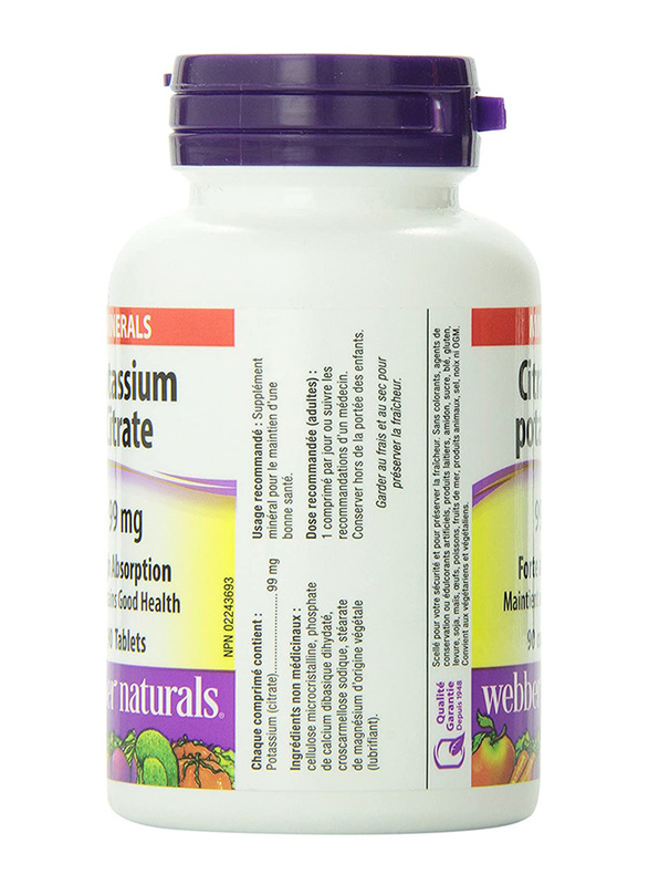 Webber Naturals Potassium Citrate, 99mg, 90 Capsules