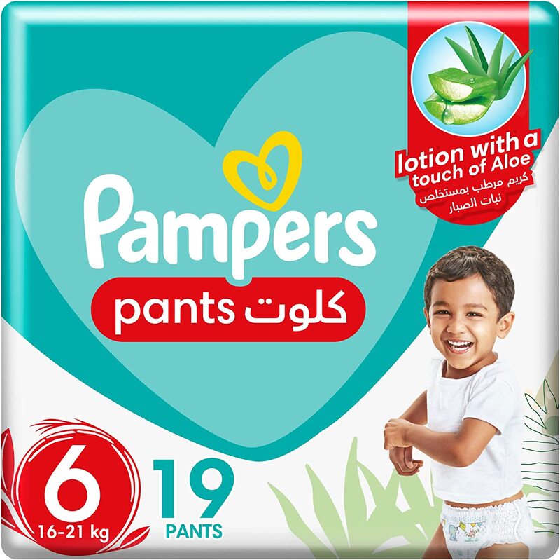 Pampers Baby-Dry Pants Diapers, Size 6, 16-21 kg, 19 Counts