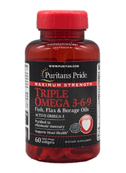 Puritans Pride Triple Omega 3-6-9 Dietary Supplement, 60 Softgels