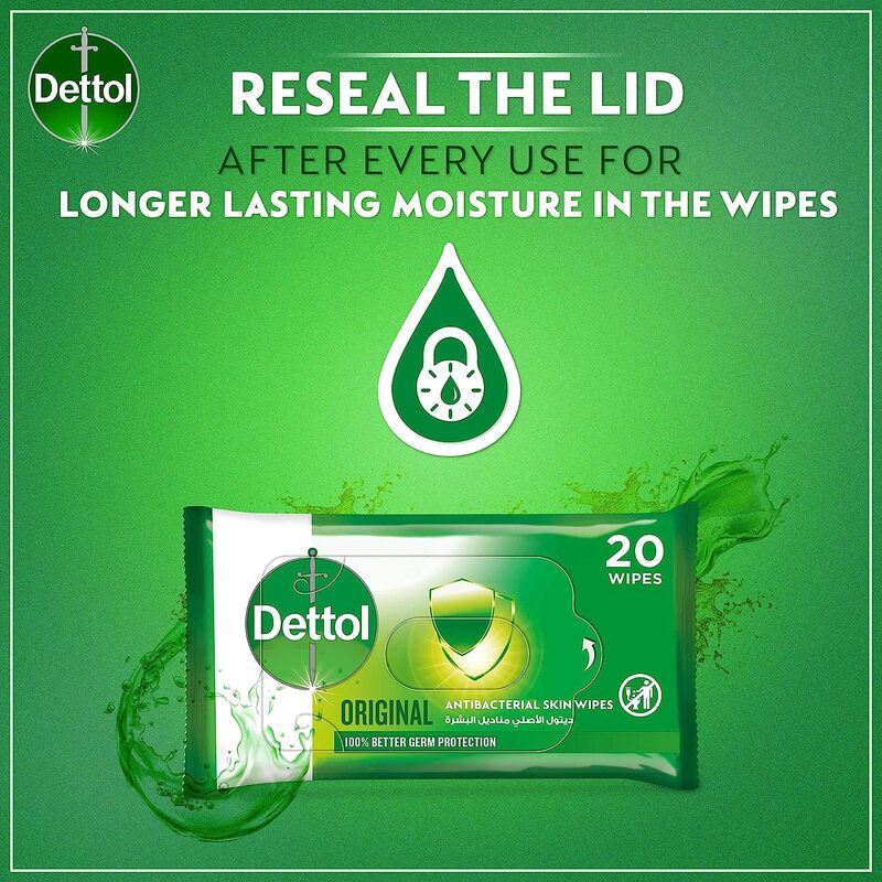 Dettol Original Antibacterial Skin Wipes, 20 Wipes