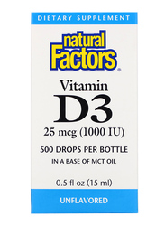 Natural Factors Vitamin D3 Drops, (1000 IU) 25mcg, 15ml