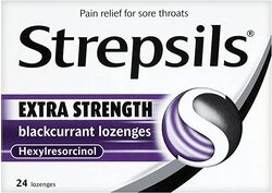 Strepsils Extra Strength Hexylresorcinal Blackcurrant Throat Pain Relief, 24 Lozenges