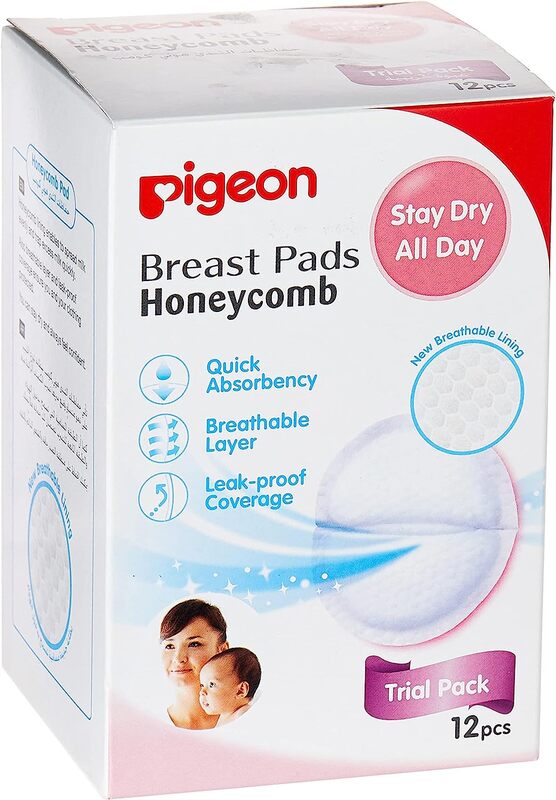 Pigeon Honeycomb Ultra-Slim & Light Breast Pad, 12 Pieces, White