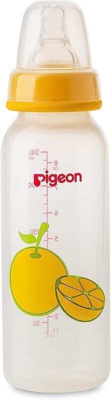 Pigeon Slim Neck Fruit Decorated Bottle, 240ml, Green/White