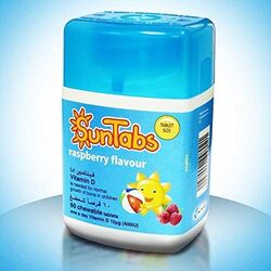 Synergy Suntabs Raspberry Flavour Vitamin D 400 I.U Chewable Tablets, 60 Tablets