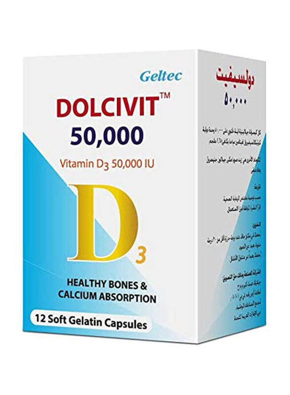 

Geltec Dolcivit 50000 IU for Healthy Bones and Calcium Absorbtion, 12 Softgels