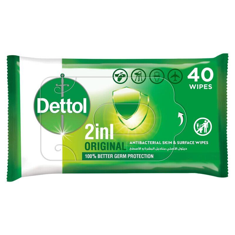 

Dettol Original Antibacterial Skin and Surface Wipes, 40 Wipes
