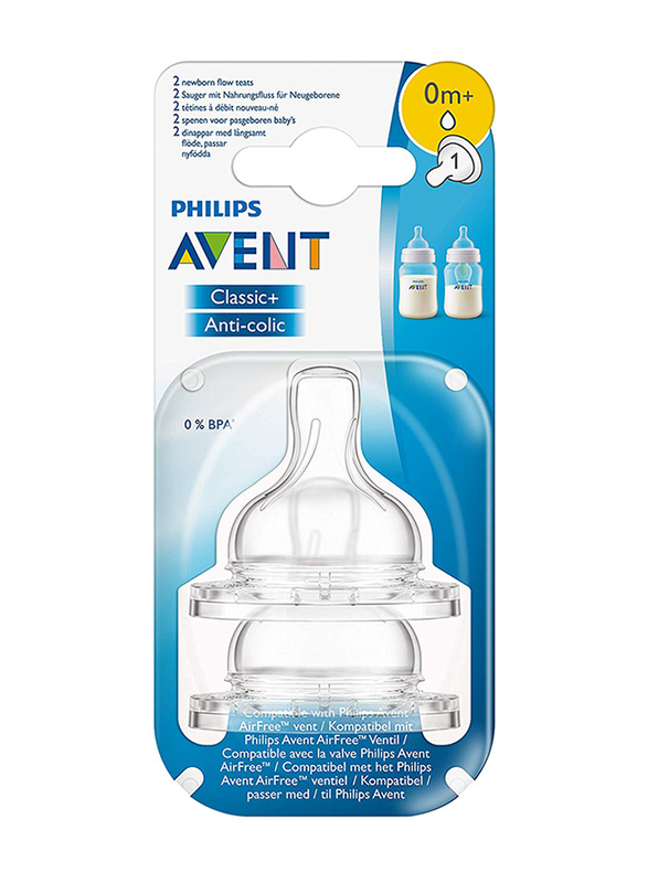 Philips Avent BPA-Free Classic Nipple, 0+ Months, SCF631/27, Clear