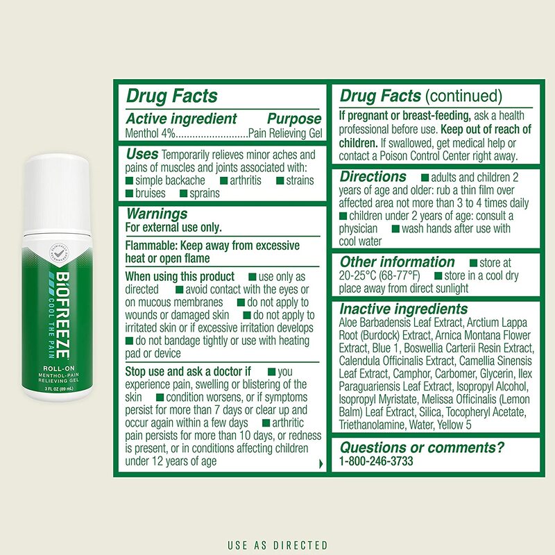 Biofreeze Pain Relieving Roll-On, 89ml