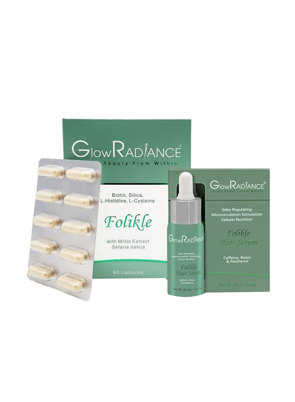 

Glow Radiance Folikle Capsules & Hair Serum, Set