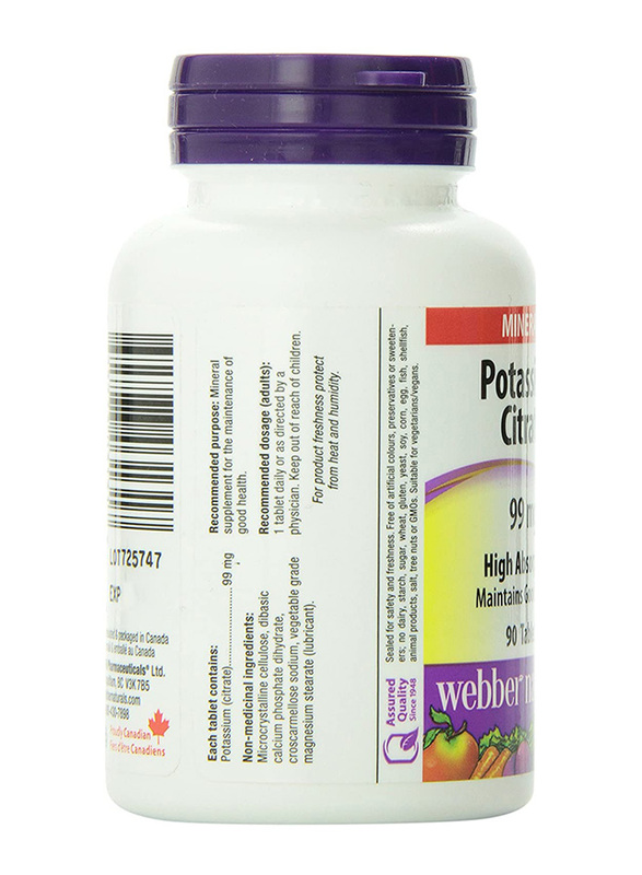 Webber Naturals Potassium Citrate, 99mg, 90 Capsules