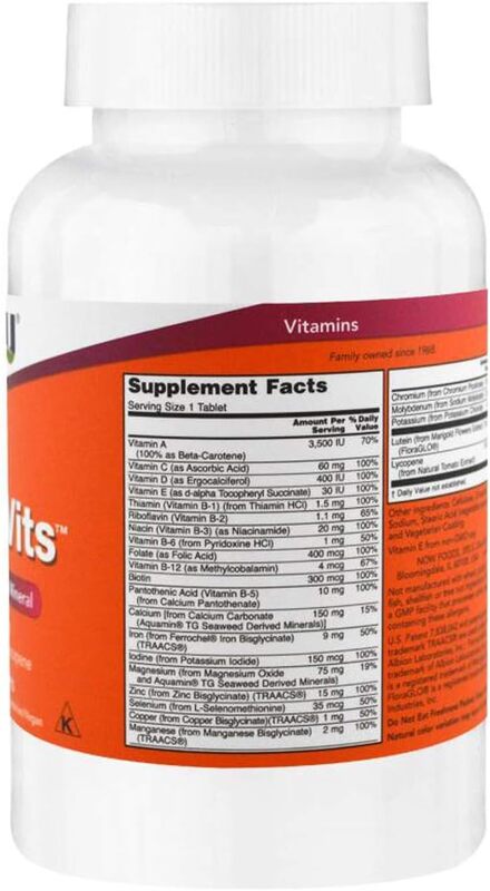 Now Foods Daily Vits Multivitamin and Mineral Supplement, 100 Tablets