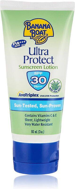 

Banana Boat Ultra Protect Sunscreen SPF30 Aloe Vera Contains Vit E & C-Lightweight-Water Body Lotion, 90ml