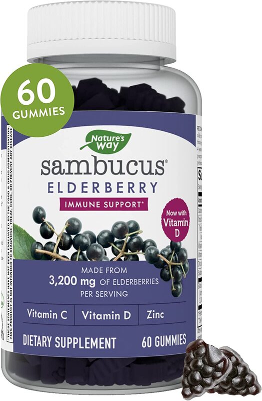 Nature's Way Sambucus Elderberry Adult's Immune Boost Supplement, 60 Gummies