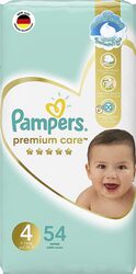 Pampers Premium Care The Softest Diaper and the Best Skin Protection Diapers, Size 4, 9-14 kg, 54 Count