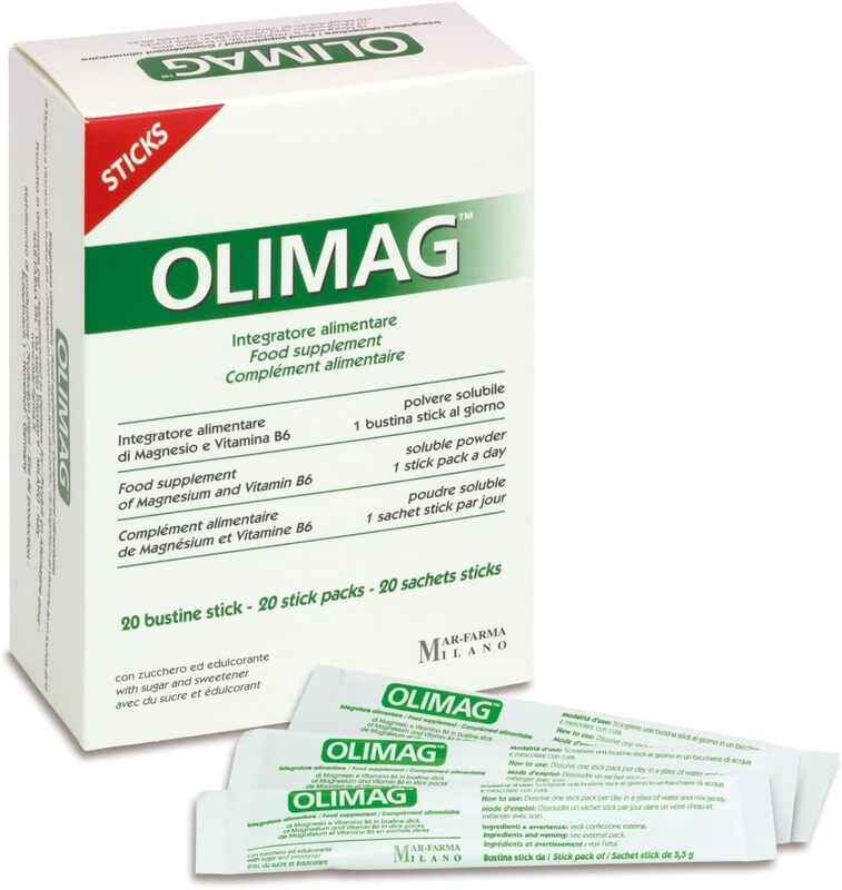 Mar-Farma Olimag High Absorption Magnesium with Vit B6, 20 Stick