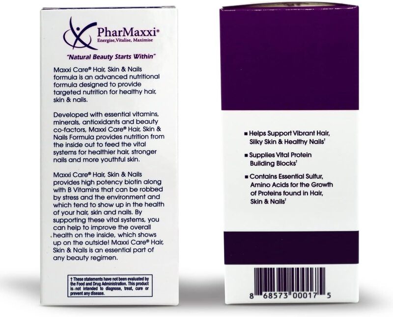 Pharmaxxi Maxxi Care Hair, Skin and Nails Dietary Supplement, 5000mcg, 30 Caplets