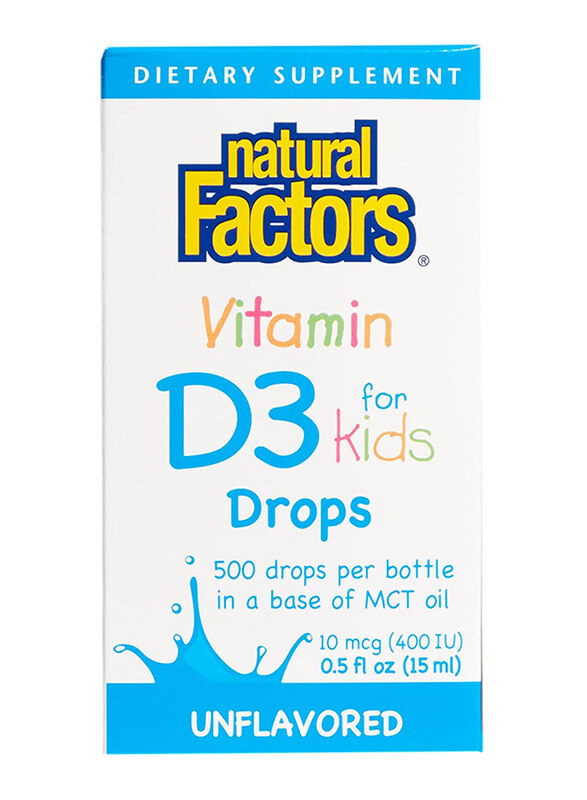 

Natural Factors Vitamin D3 Drops for Kids, 400 IU, 15ml