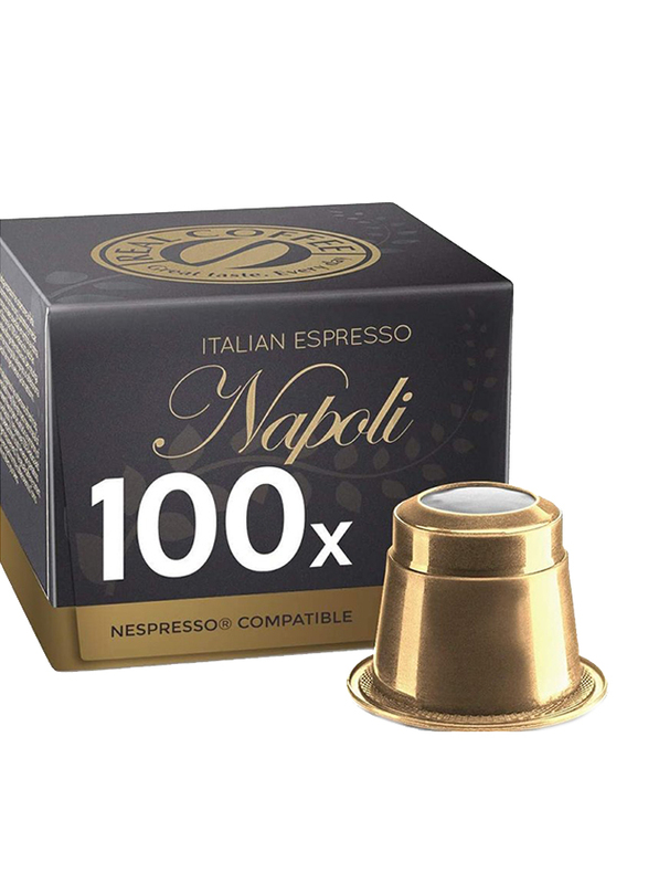 كبسولات قهوة ريل كوفي اسبريسو ايطالي نابولي متوافقة مع نسبريسو، 100 كبسولة