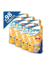 Spin All In 1 Formula Dishwasher Detergent Tablets, 7 Packs x 14 Tablets