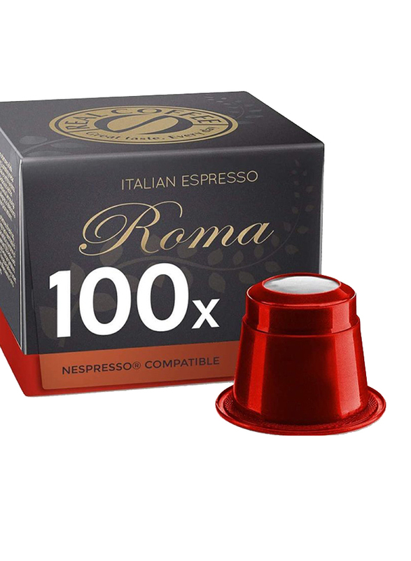 كبسولات قهوة ريل كوفي اسبريسو ايطالي روما متوافقة مع نسبريسو، 100 كبسولة