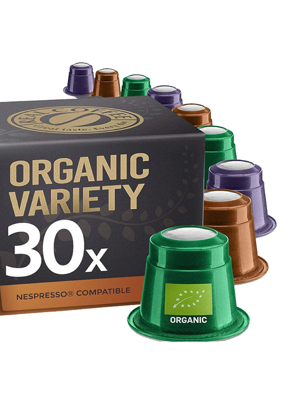 Real Coffee Organic Espresso and Lungo Selection Nespresso Compatible Coffee, 3 Boxes x 30 capsules
