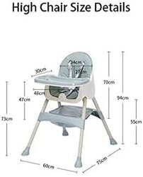 Feeding Portable Adjustable Height Foldable High Chair (Kakhi)