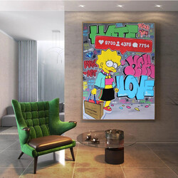Cartoon Wall Art Pictures Canvas Painting for Home Kids Room Decor Living Room Decoration,(stretched on a high-quality solid frame-70cmx100cm)