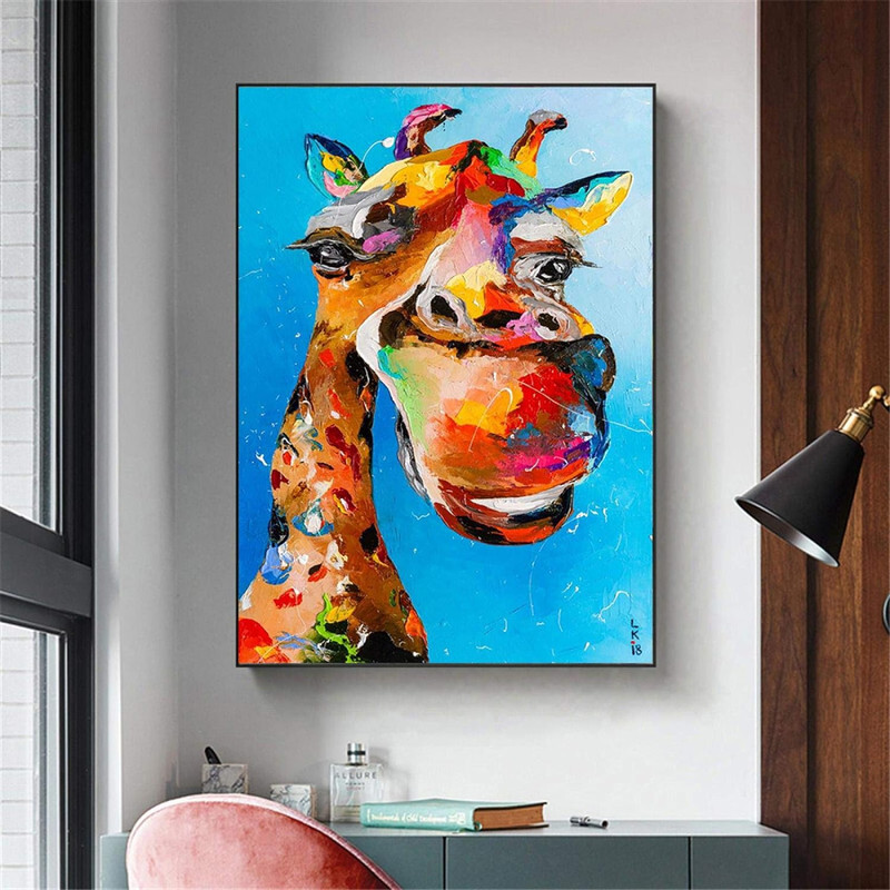 Colorful Animal Wall Art for Kids Room, Cartoon Beautiful Red Lips,Ready to Hang,(stretched on a high-quality solid frame-70cmx100cm)
