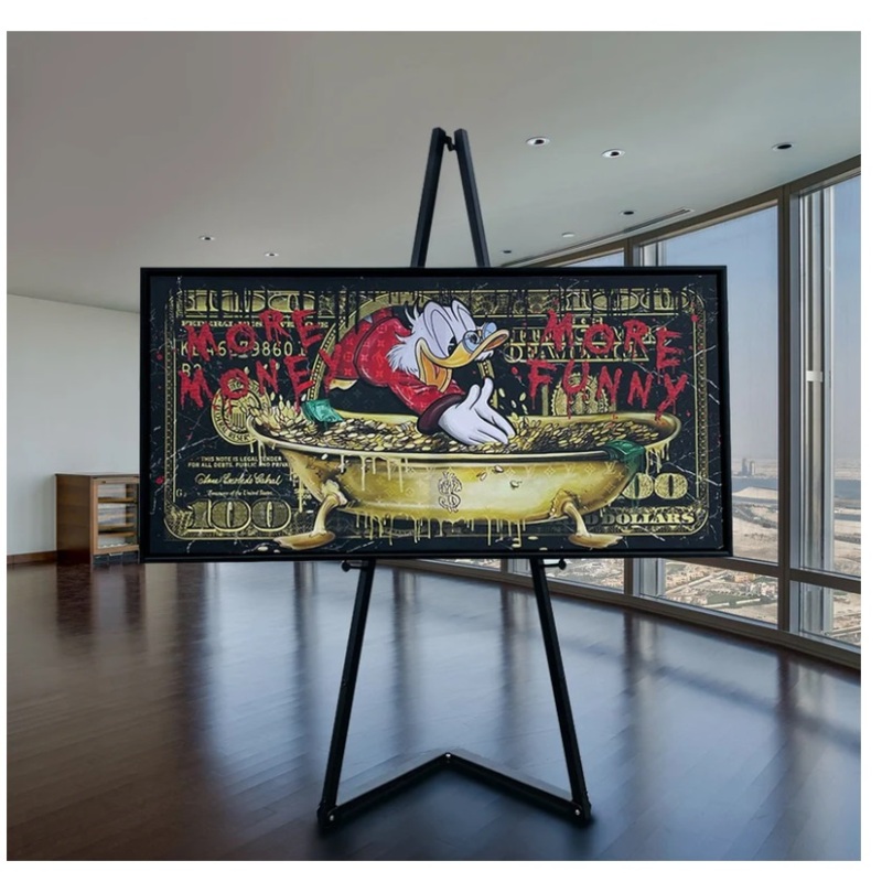 More Money Duck Limited Popart Canvas Picture Premium Luxury Wall Picture,(stretched on a high-quality solid frame-70cmx140cm)