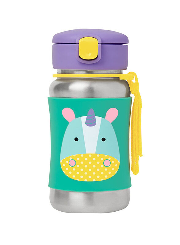 

Skiphop Unicorn Zoo Stainless Steel Straw Bottle, 350ml, Multicolour
