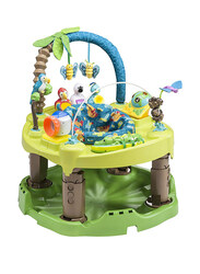Evenflo ExerSaucer Triple Fun Life In The Amazon Baby Bouncer, with Lights and Music, Green/Blue