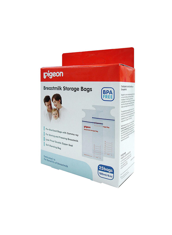 Pigeon Breast Milk Storage Bags, 25 Piece, 180ml, White