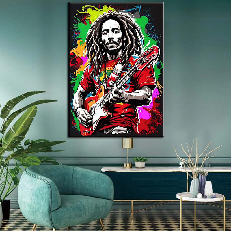 Luxury Canvas Picture of a Man with Guitar,(stretched on a high-quality solid frame-80cmx120cm)