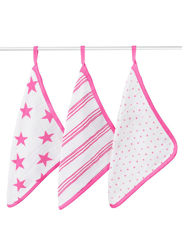 

Aden+Anais Washcloth Set, Pack of 3, Fluro Pink