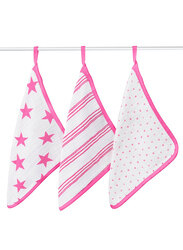 Aden+Anais Washcloth Set, Pack of 3, Fluro Pink