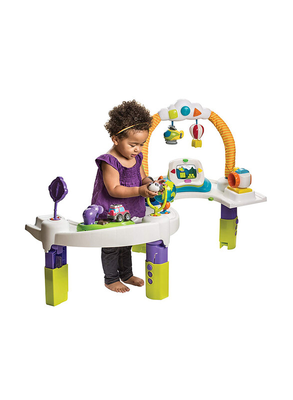 Evenflo Exersaucer Triple Fun World Explorer Plus Activity Center, with Lights and Music, Orange/Green