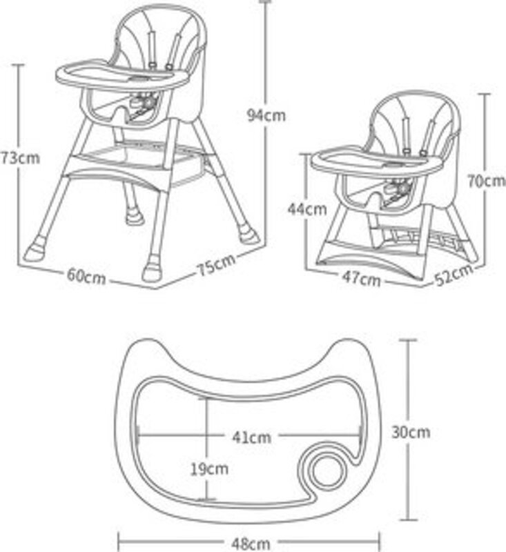 Feeding Portable Adjustable Height Foldable High Chair (Dark Blue)